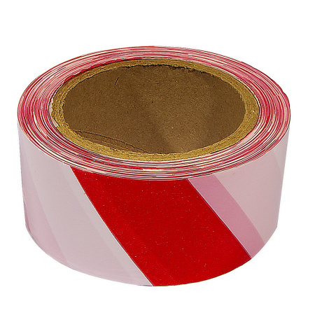 Лента сигнальная оградительная, 50мм х 130м, бело-красная Лента сигнальная оградительная, 50мм х 130м, бело-красная