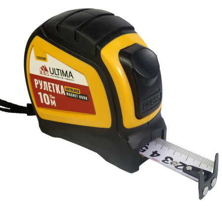 Рулетка Autolock Magnet Hook 10м x 25мм, автост, магнит двухстор зацеп Ultima (1уп-6шт, 1кор-8уп)