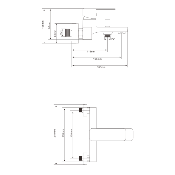 Смеситель для ванны TONES, TN20201