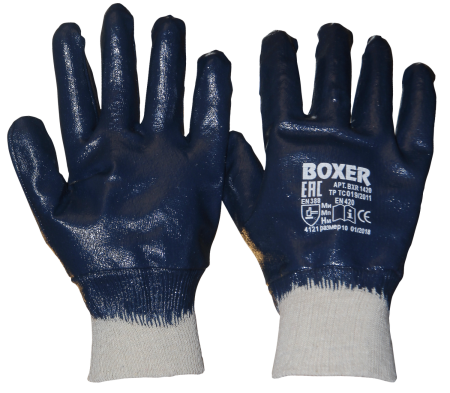 Перчатки BOXER с нитриловым покрытием, обливные, манжета, BXR1420 Перчатки BOXER с нитриловым покрытием, обливные, манжета, BXR1420