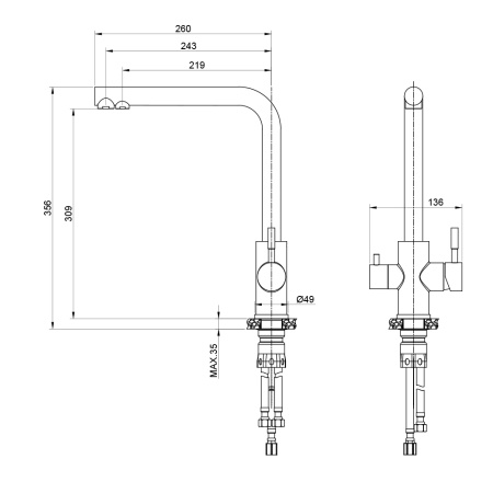 Смеситель для кухни под фильтр нержавеющая сталь BALEAR 13450BLB черный Смеситель для кухни под фильтр нержавеющая сталь BALEAR 13450BLB черный
