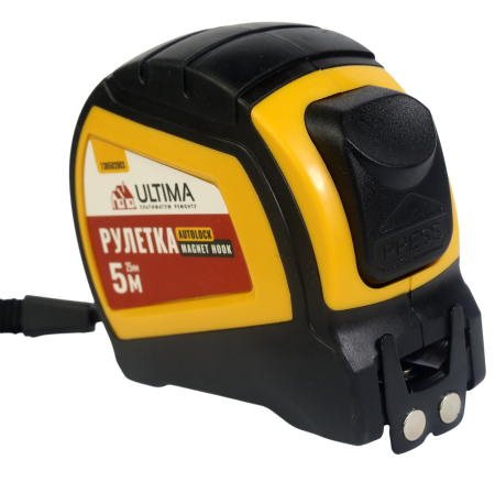 Рулетка Autolock Magnet Hook 5м x 25мм, автост, магнит двухсторон зацеп Ultima (1уп-10шт, 1кор-10уп)