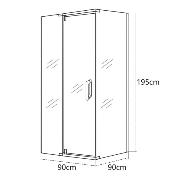 Душевой уголок VIAR, прозр. стекла, квадратный, хром VR-90CS-SW-C