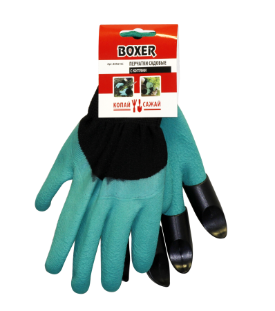 Перчатки BOXER садовые с латексным покрытием, с когтями, BXR210C