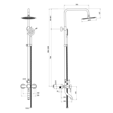 Смеситель для ванны с верхним душем нержавеющая сталь BALEAR 13511BL Смеситель для ванны с верхним душем нержавеющая сталь BALEAR 13511BL